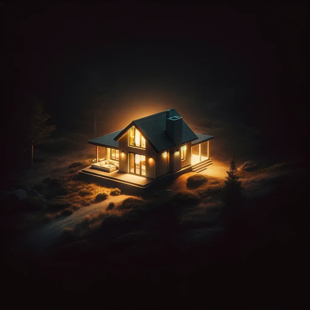 one home illuminated at night